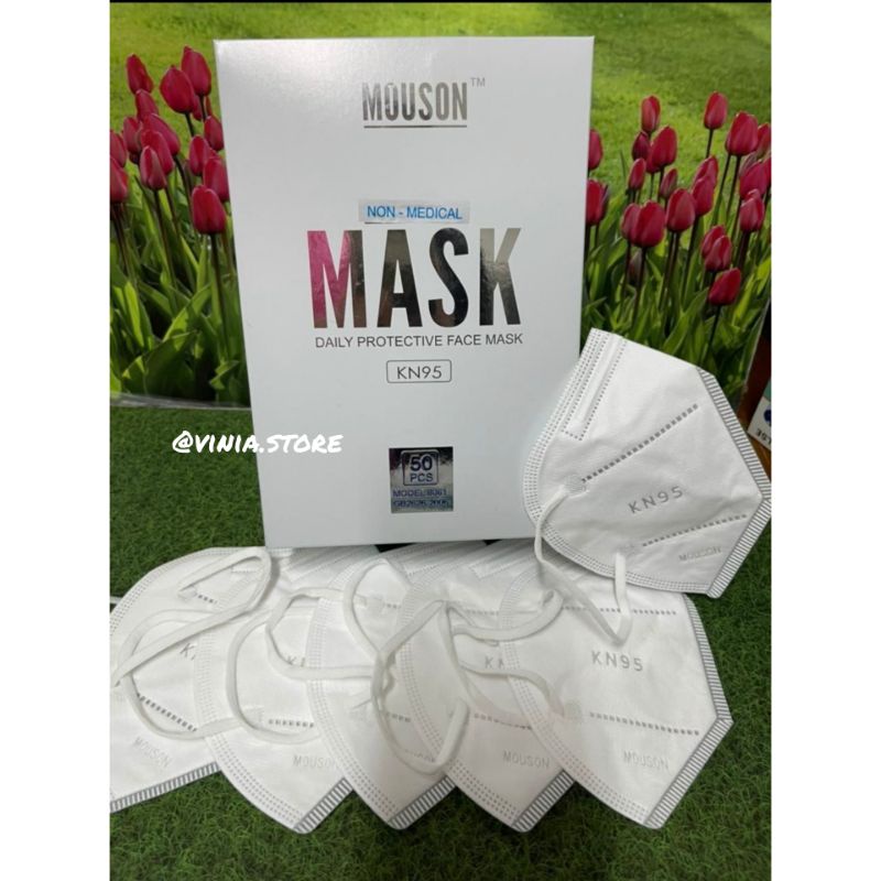 KN95 MOUSON DAILY PROTECTIVE FACE MASK EMBOS ISI 50PCS WARNA PUTIH