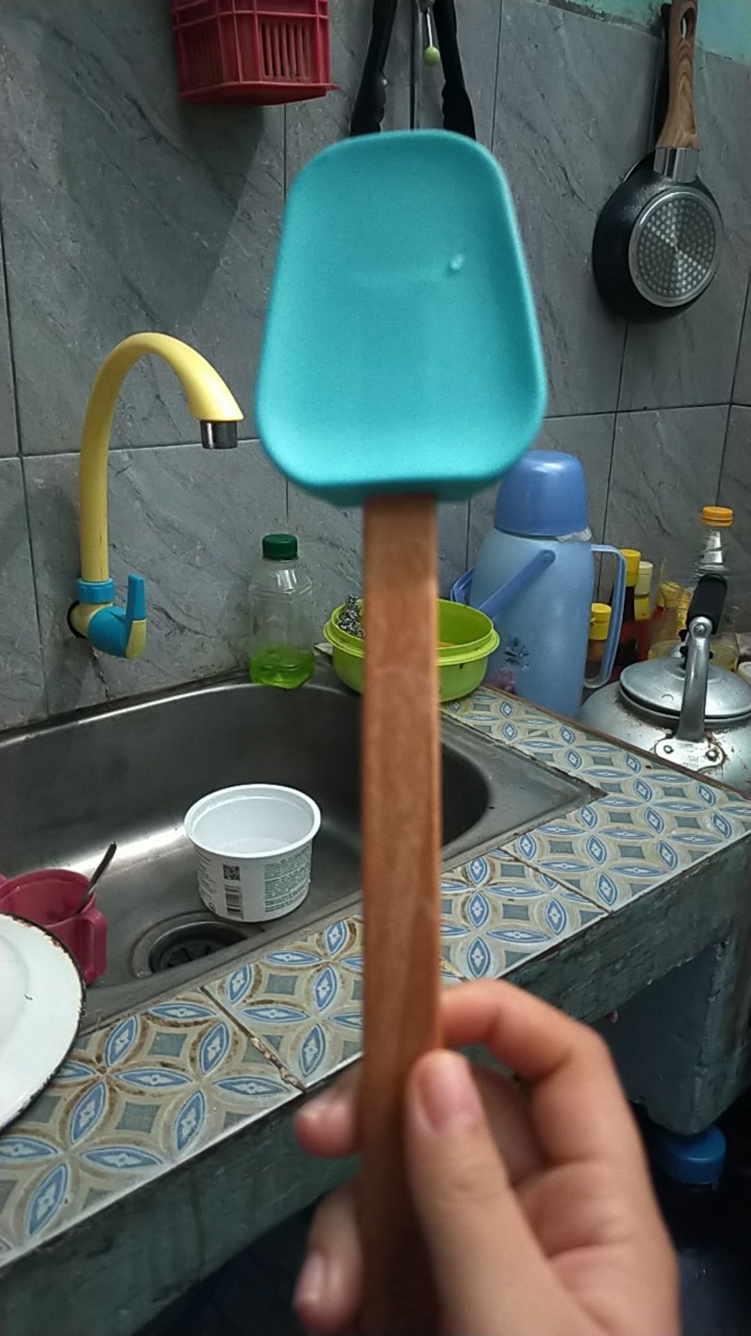 Spatula Spoon Silikon Cypruz Sendok Sodet Sutil Am1009 Gagang Bambu
