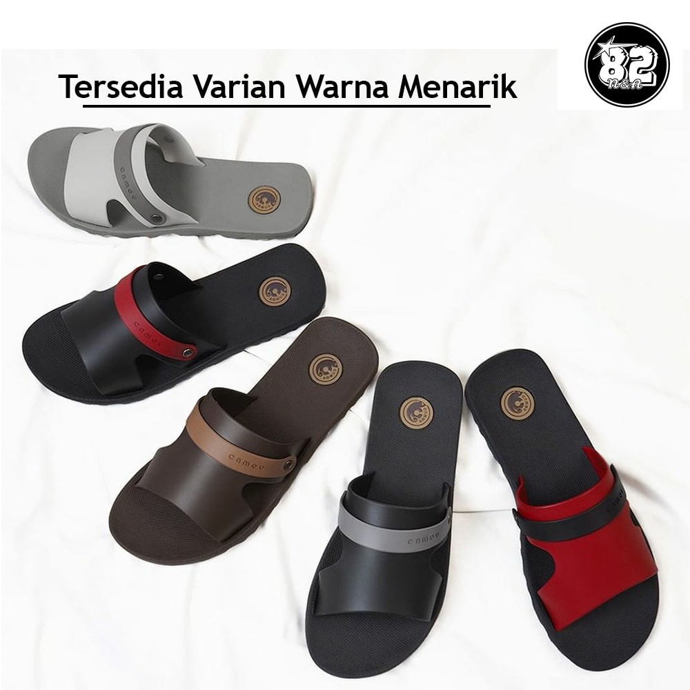 Sandal Slide Slip On Pria Original Sendal Camou Pria Bahan Full Karet Rubber Anti Licin Dan Tali Tidak Mudah Putus Tahan Lama - Dominic Grey N82_STORE