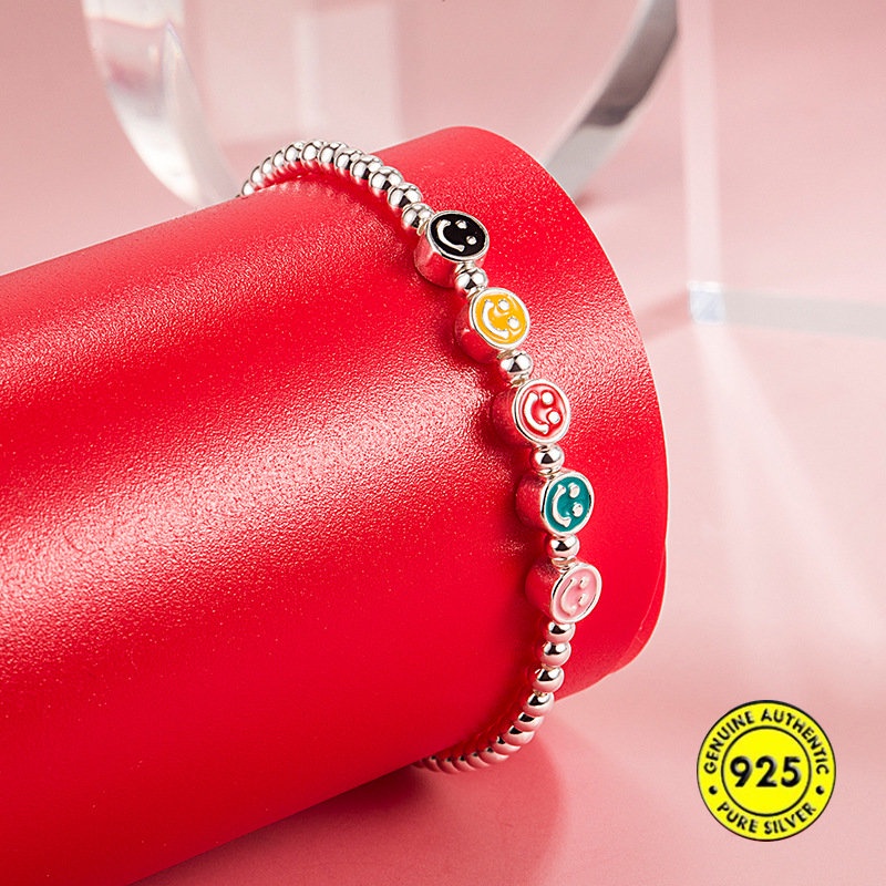 Gelang Tangan Rantai Aksen Smiley Face Lucu Untuk Wanita U1008
