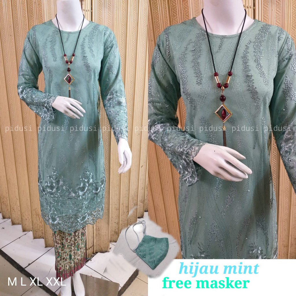 Set tunik tulle mutiara talita / set baju kurung tulle mutiara (gliter) / set tunik pesta
