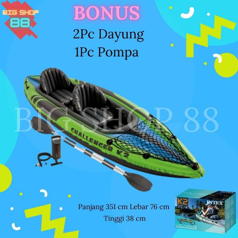 INTEX PERAHU KARET PERAHU KAYAK CHALLENGER K2 2 ORANG  TWO PERSON KAYAK SET #68306