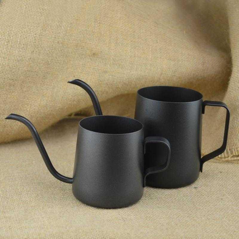 OneTwoCups Teko Pitcher Kopi Teapot Drip Kettle Cup Stainless - AA0050 [Hitam] [250ml]