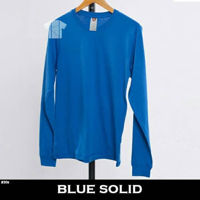 BAJU KAOS POLOS BLUE SOLID LENGAN PANJANG 30S