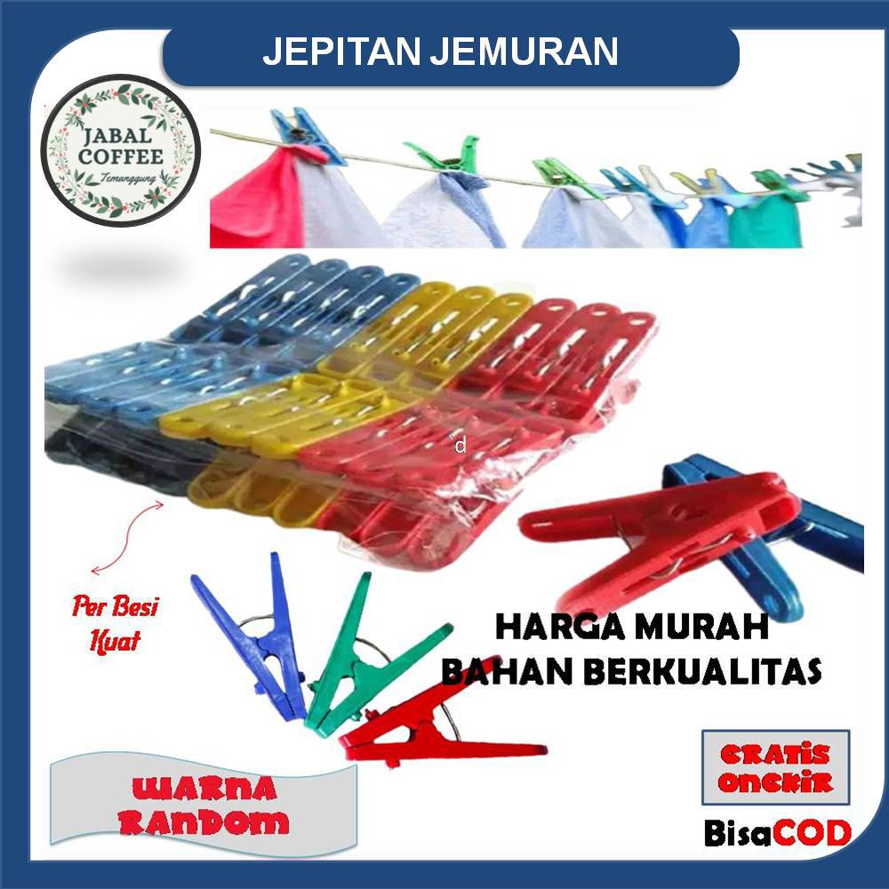 Jepitan Pakaian Jemuran / Jepitan Jemuran Baju / Jepitan Pakaian Bahan Plastik Per Besi Random J5