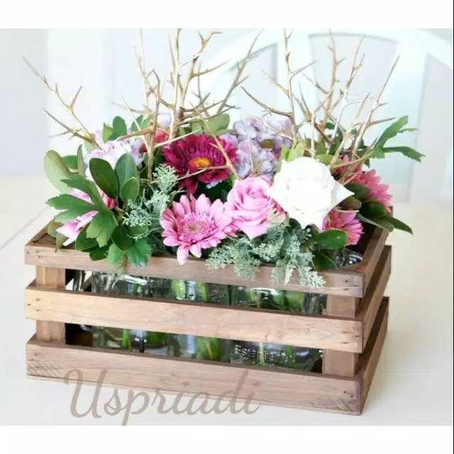 WOOD STORAGE BOX PETI KAYU RUSTIC KOTAK KAYU KERANJANG KAYU DEKORASI