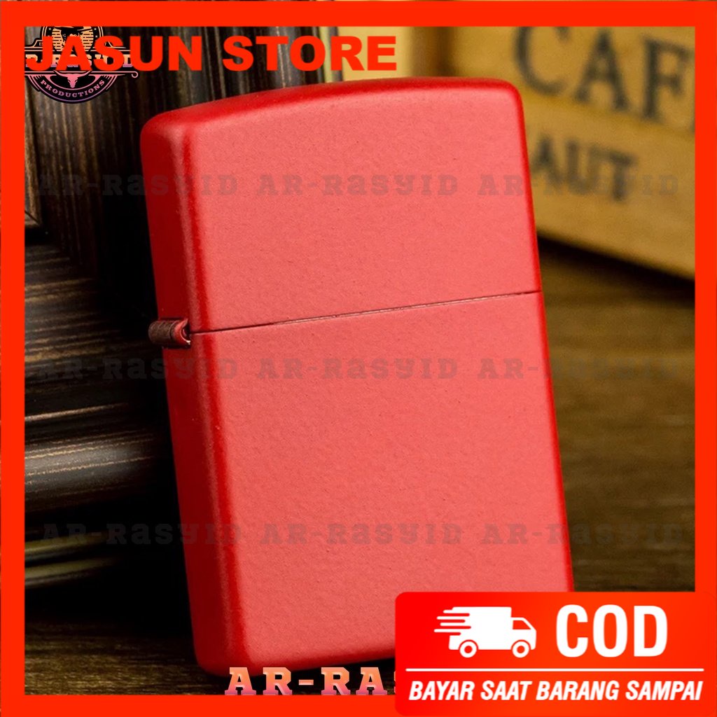 BISA COD! Korek Api Minyak Zippo Matte Red Merah Polos 233