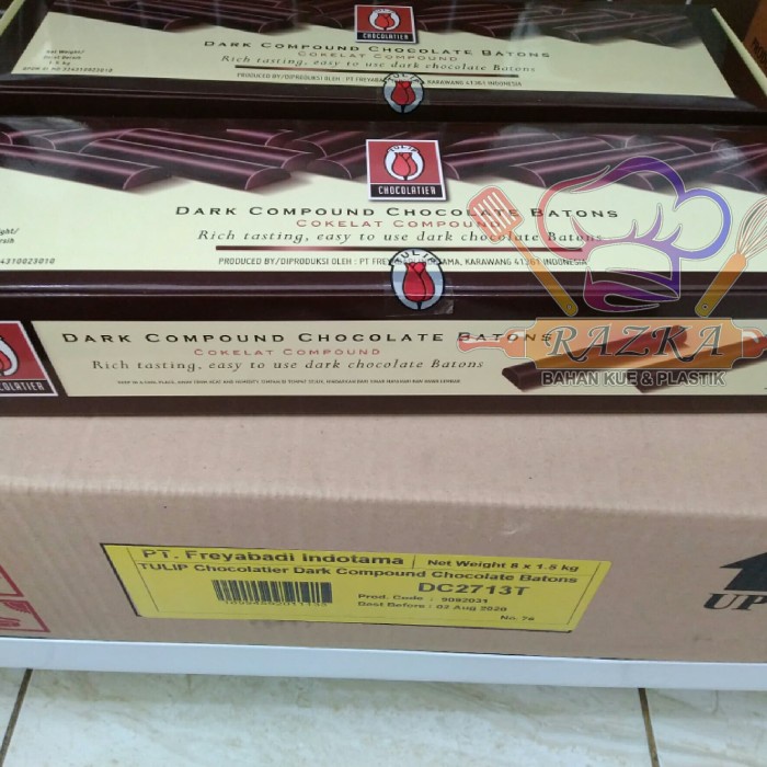 

TULIP DARK COMPOUND CHOCOLATE BATONS CHOCOLATE COKLAT STIK 1,5KG