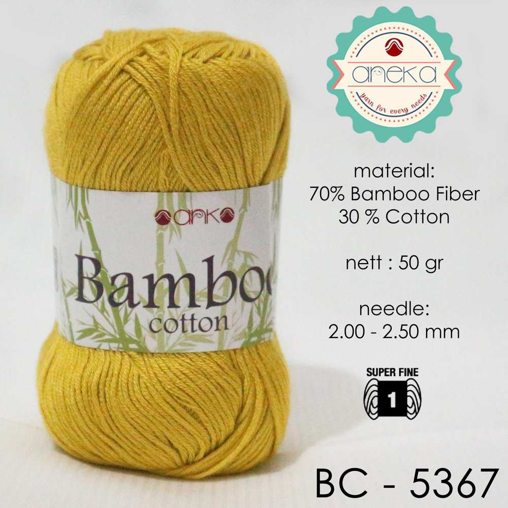 Benang Rajut Katun Bambu / Bamboo Cotton Yarn 3 - 5367 Kuning Mas