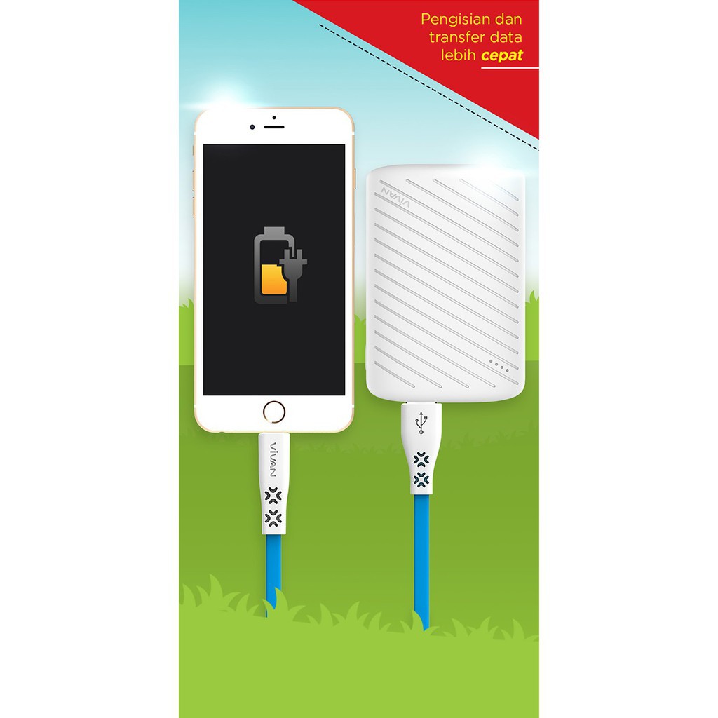 Kabel Data Fast Charging Vivan CTL100 2.4A iPhone iPad Cable Data Lighting - Garansi Resmi 1 Tahun