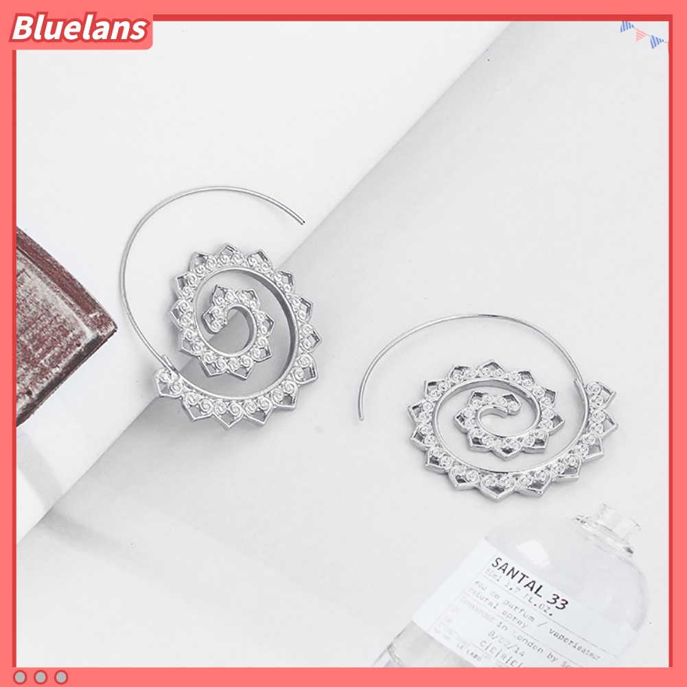 Bluelans Spiral Alloy Water Drop Shape Party Hoop Earrings Fashion Lady Eardrop Jewelry