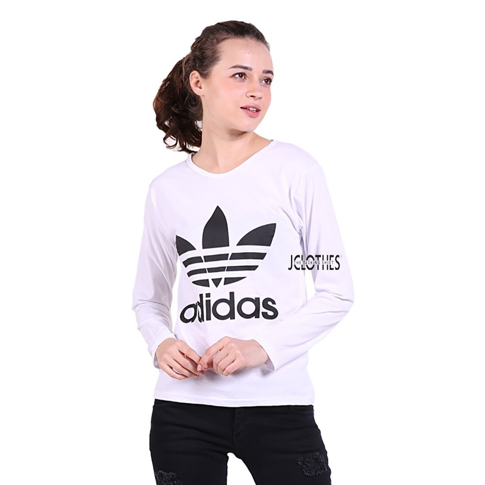 Lihat Detal Kaos Lengan Panjang Wanita Adidas - Hitam Obral