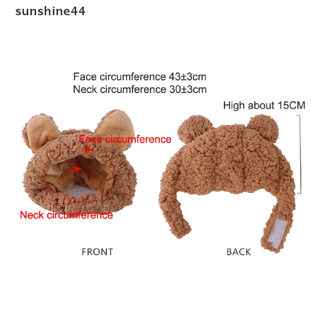 Sunshine Topi Anjing / Kucing Bentuk Telinga Beruang Bahan Plush Hangat