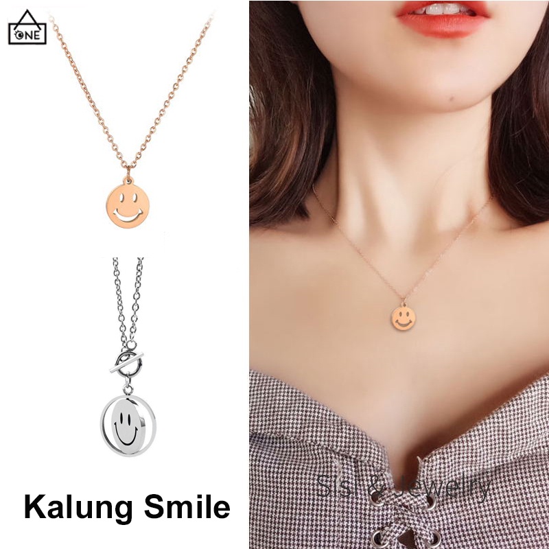 COD❤️Kalung Liontin Smiley Manis Indah Fashion Korea Wanita Korea Sederhana Temperamen Kalung Sahabat Terbaik Girly-A.one