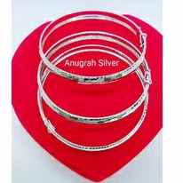 (COD)Gelang tangan Bangkok perak asli 925 remaja &amp; dewasa diameter 6 cm model ukir kilau/Silver 925 lapisan emas putih murni!!!