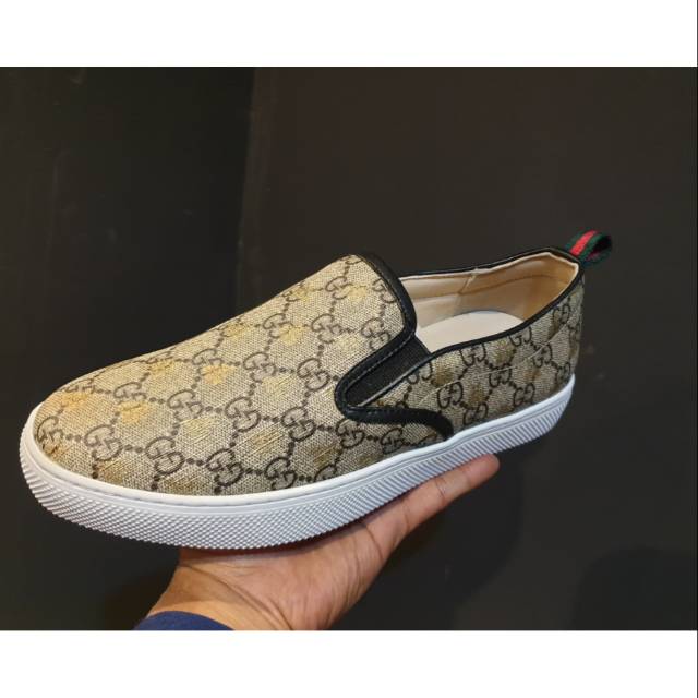 Gucci sneakers slip on moc brown premium original