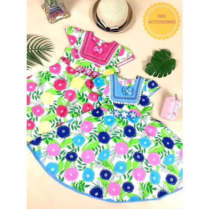 Dress Fashion Baju Anak Perempuan Nikita Motif Floral Model Payung Termurah