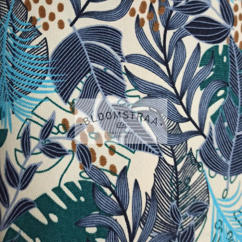Kain Kanvas Palmas Biru Fabric canvas bahan daun palem biru tropical