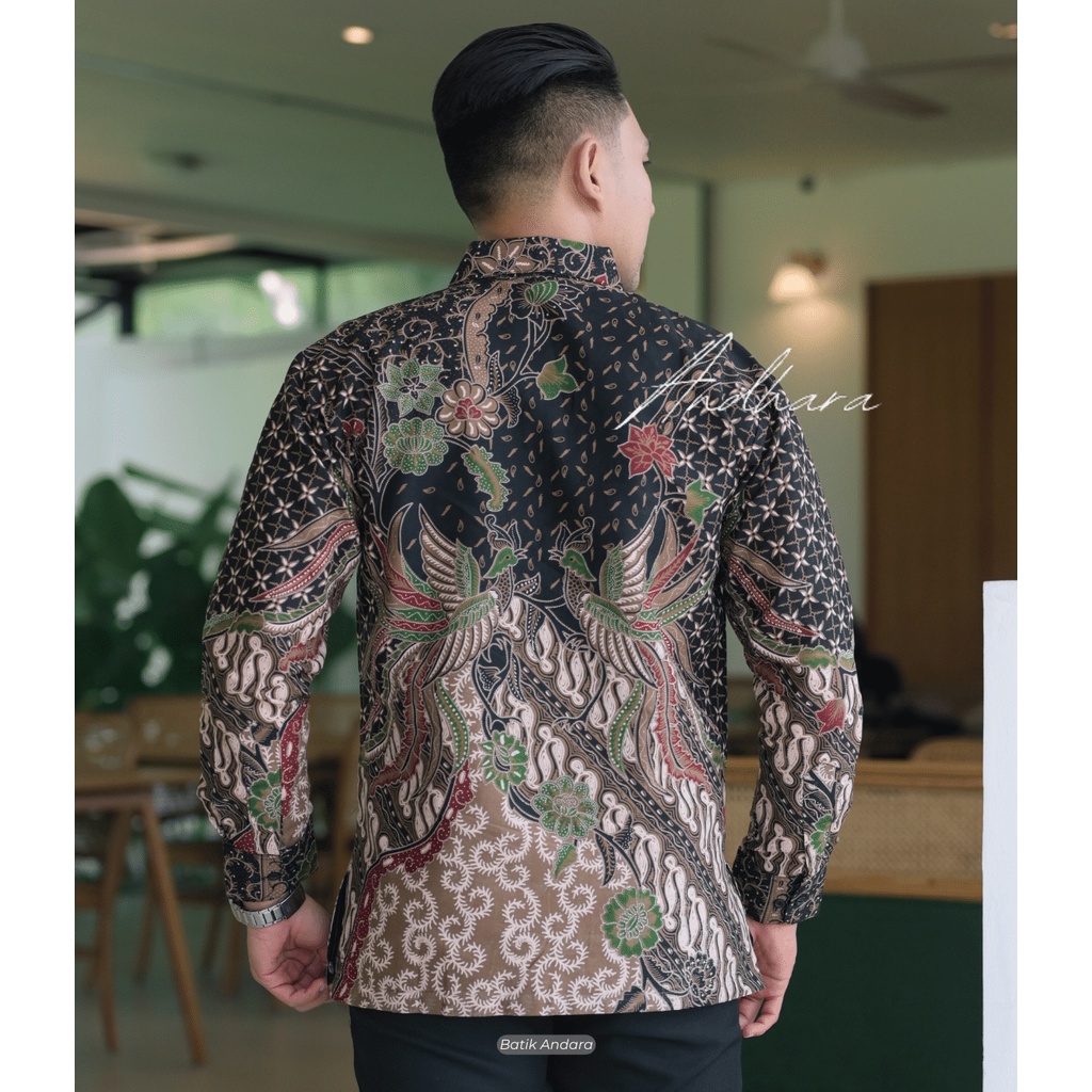 Baju Batik Pria Lengan Panjang Modern Jumbo Slimfit Kasual Premium Cendra1