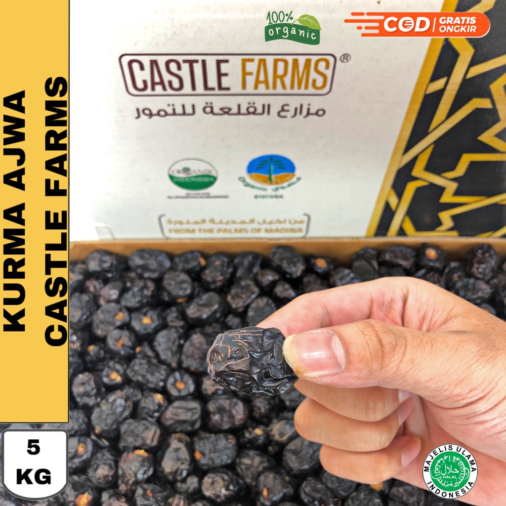 Kurma Ajwa Castle Farms 5 Kg Khusus GOJEK GRAB / Kurma Organic Castle Farm / Kurma Nabi Asli Madinah