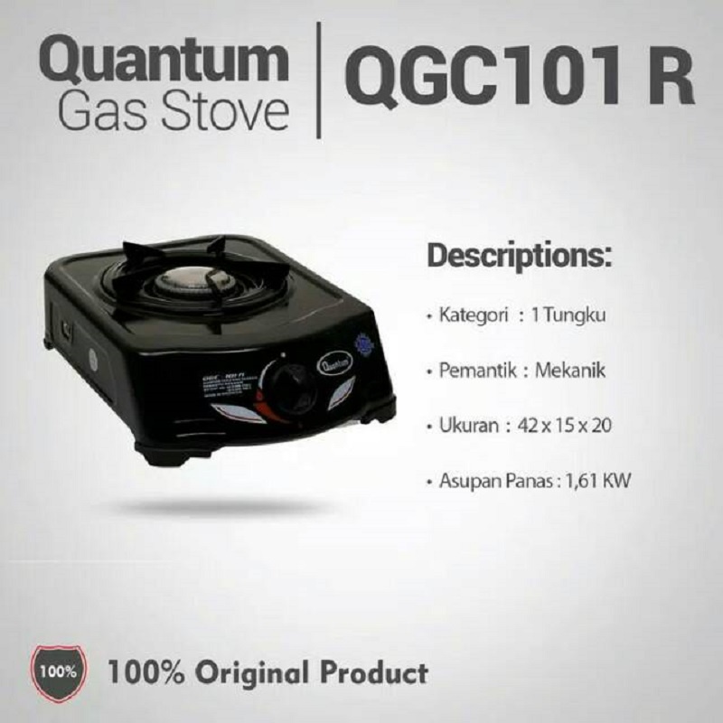 Kompor Gas 1 Tungku Teflon Quantum QGC 101 R/ Kompor Gas Satu Tungku, Kompor Gas Teflon