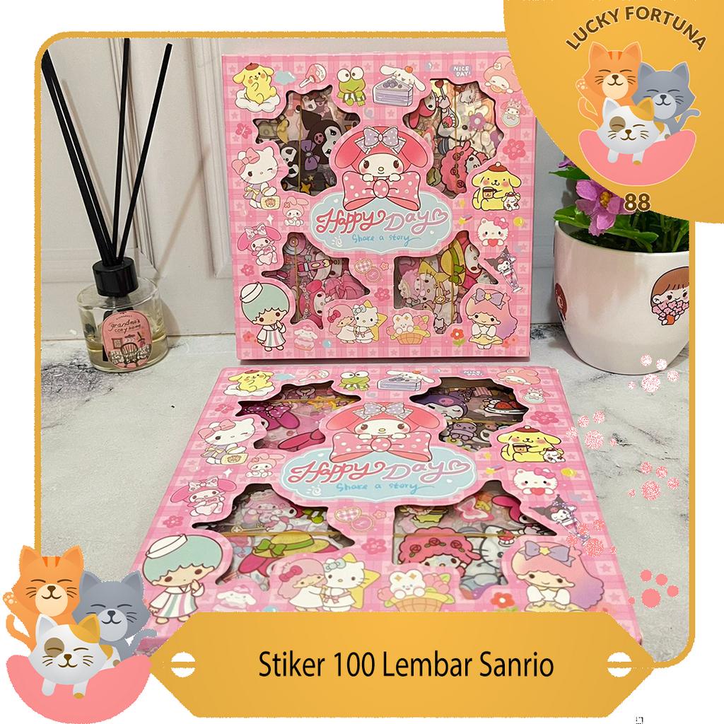 

[LuckyFortuna88] Stiker 100 Lembar Sanrio Stiker vinyl Stiker lucu Stiker anak Stiker dekoratif Stiker buku Stiker scrapbooking Stiker kertas Stiker hologram
