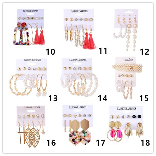 6 Pasang/Set Anting Tusuk Gantung Panjang Wanita Desain Lingkaran+Rumbai Mutiara Gaya Bohemian Untuk Pantai