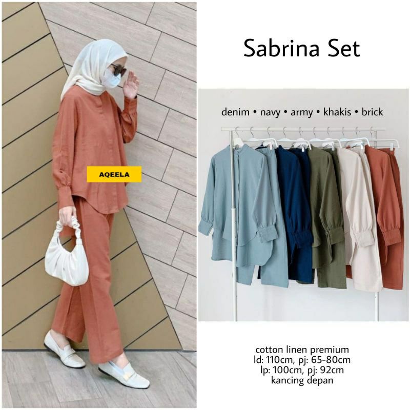 Setelan kemeja lengan panjang wanita bahan linen terbaru - Set sabrina linen