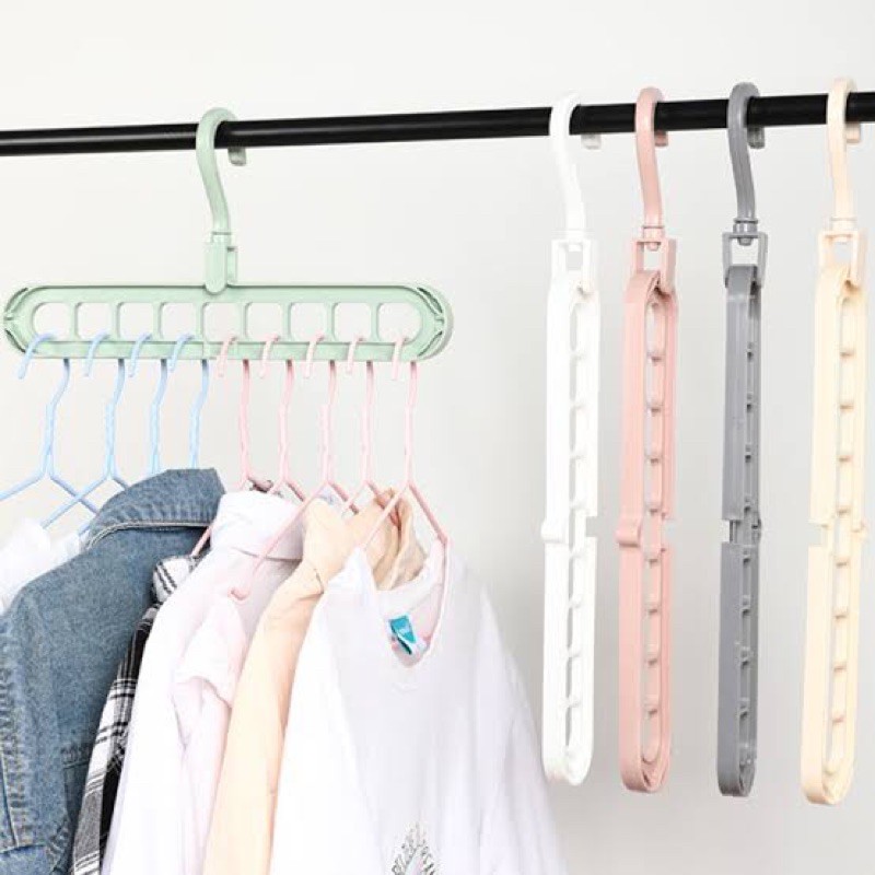 Magic Hanger Gantungan Baju Organizer 9 Lubang Penghemat Space Lemari Pakaian