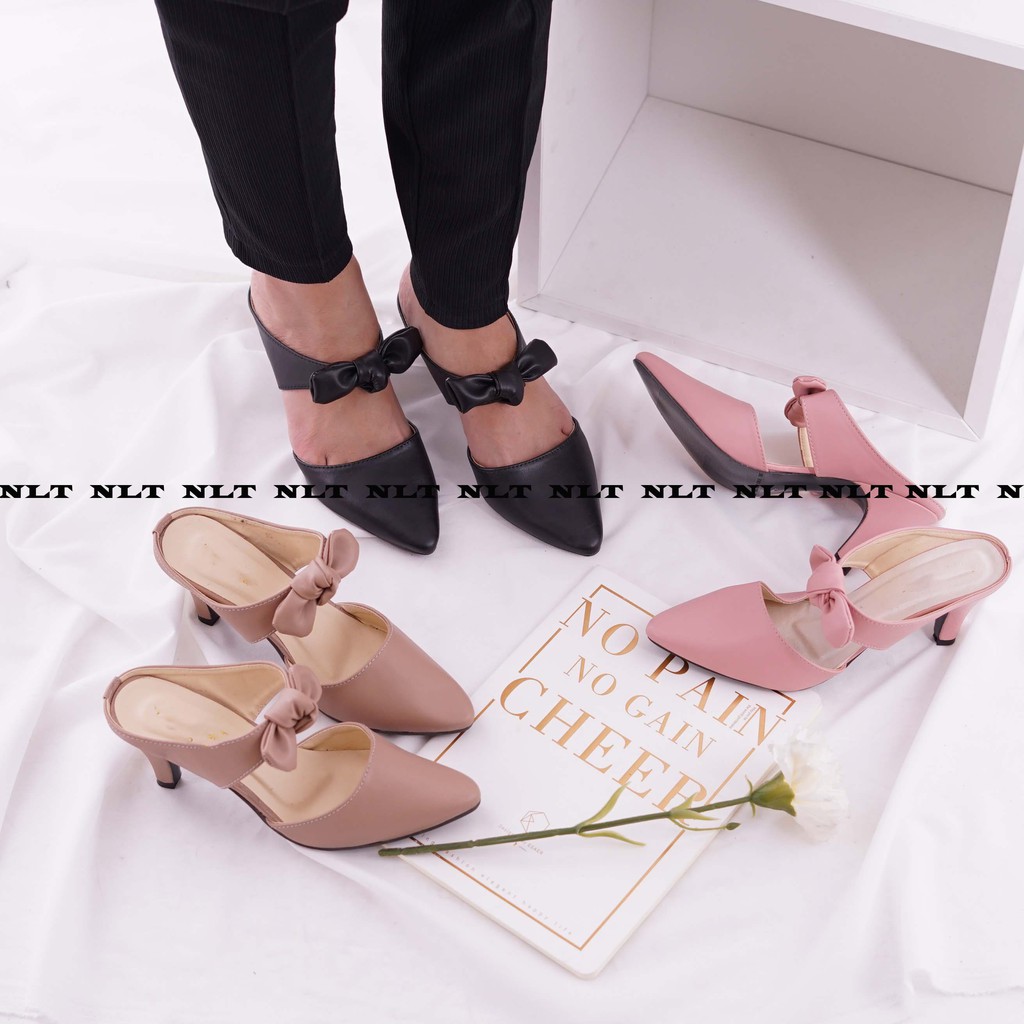 NunuLisaTan - VENICE High heels wanita Baru hak pump hak tinggi 5cm hitam moka pink