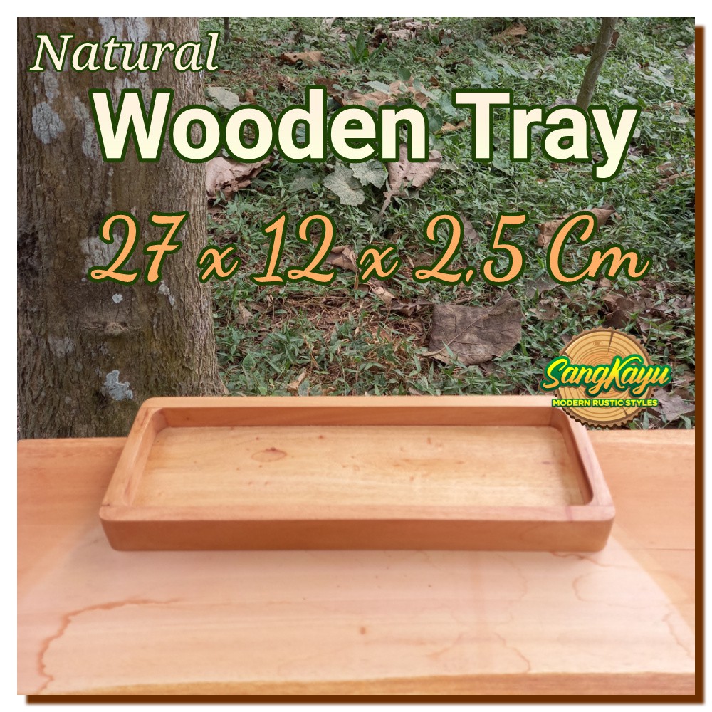 wooden tray 27x12x2,5cm nampan kayu nampan saji unik rustic vintage