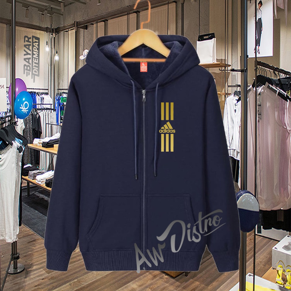 COD Jaket Distro Adids 03 Logo Gold Premium Quality Sweater Tulisan Jaket Kata-Kata Hoodie Sablon