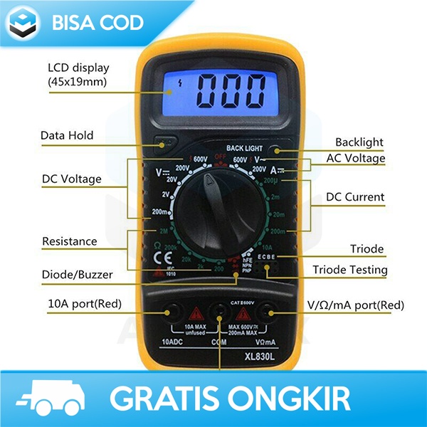 AVOMETER TESTER DIGITAL MINI MULTITESTER JUNEJOUR XL830L PORTABLE ORI