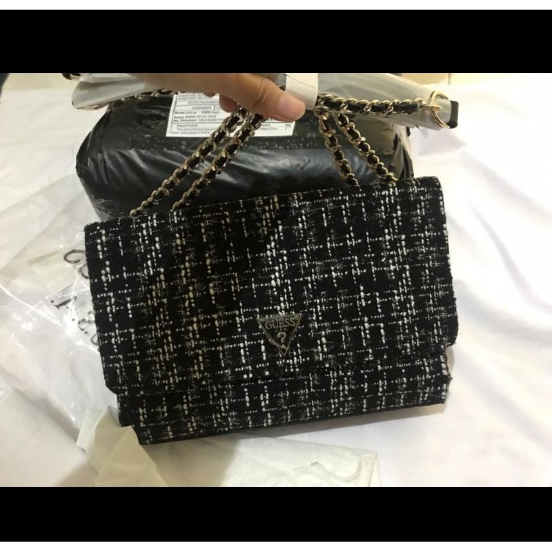 Tas Guess Rajut Hitam Multi Ori Import