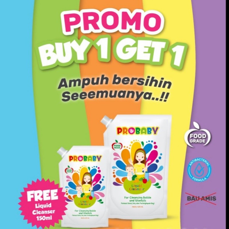 Probaby Baby Liquid Cleanser Sabun Cuci Botol Bayi 450ml - FREE 150ml