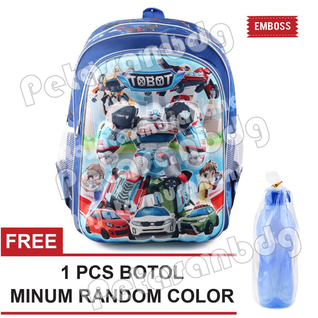 PTS - Ransel Sekolah Anak Cowo / Laki Laki Karakter - BIG EMBOSS + FREE Botol Minum PTS