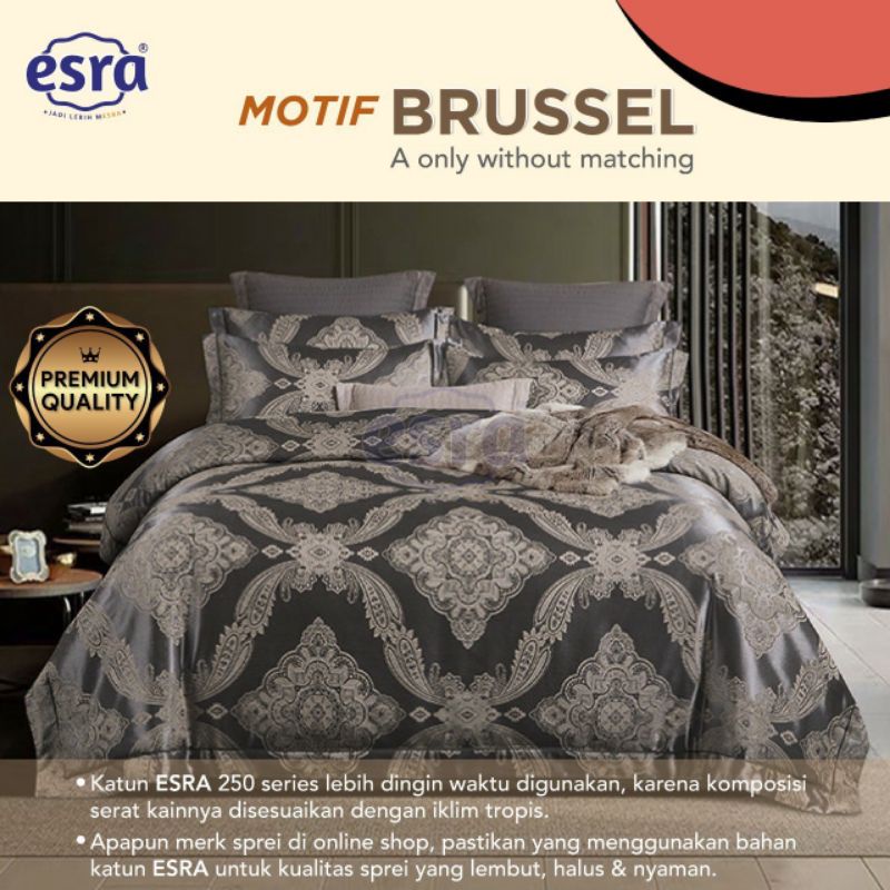 Sprei Dan Bedcover Katun Lokal Esra Motif Brussel