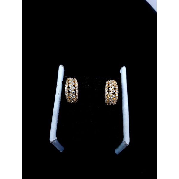 giwang jepit buluhan emas kuning full berlian