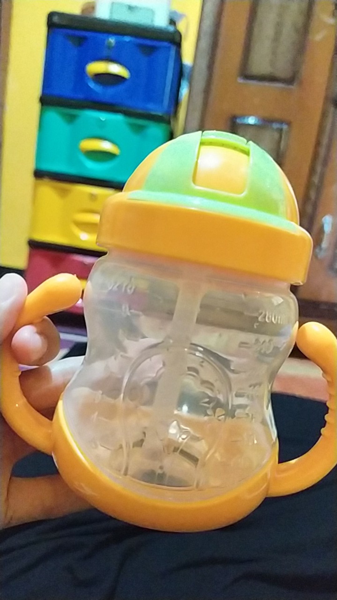 Botol Minum 280ml Buat Bayi/anak Belajar Minum Sendiri Bahan Anti Bocor Ada Sedotan Dan Pegangan