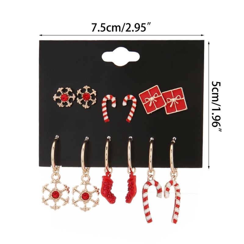 Set Anting Desain Snowflake Stocking Tema Natal