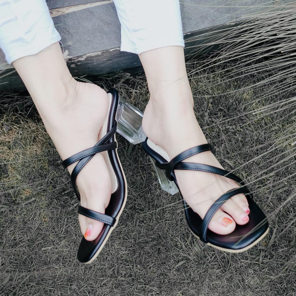 [SIAP KIRIM] Sandal Heels Wanita BRShoes107 Heels Kaca Transparan Casual Berkualitas Premium Best Seller