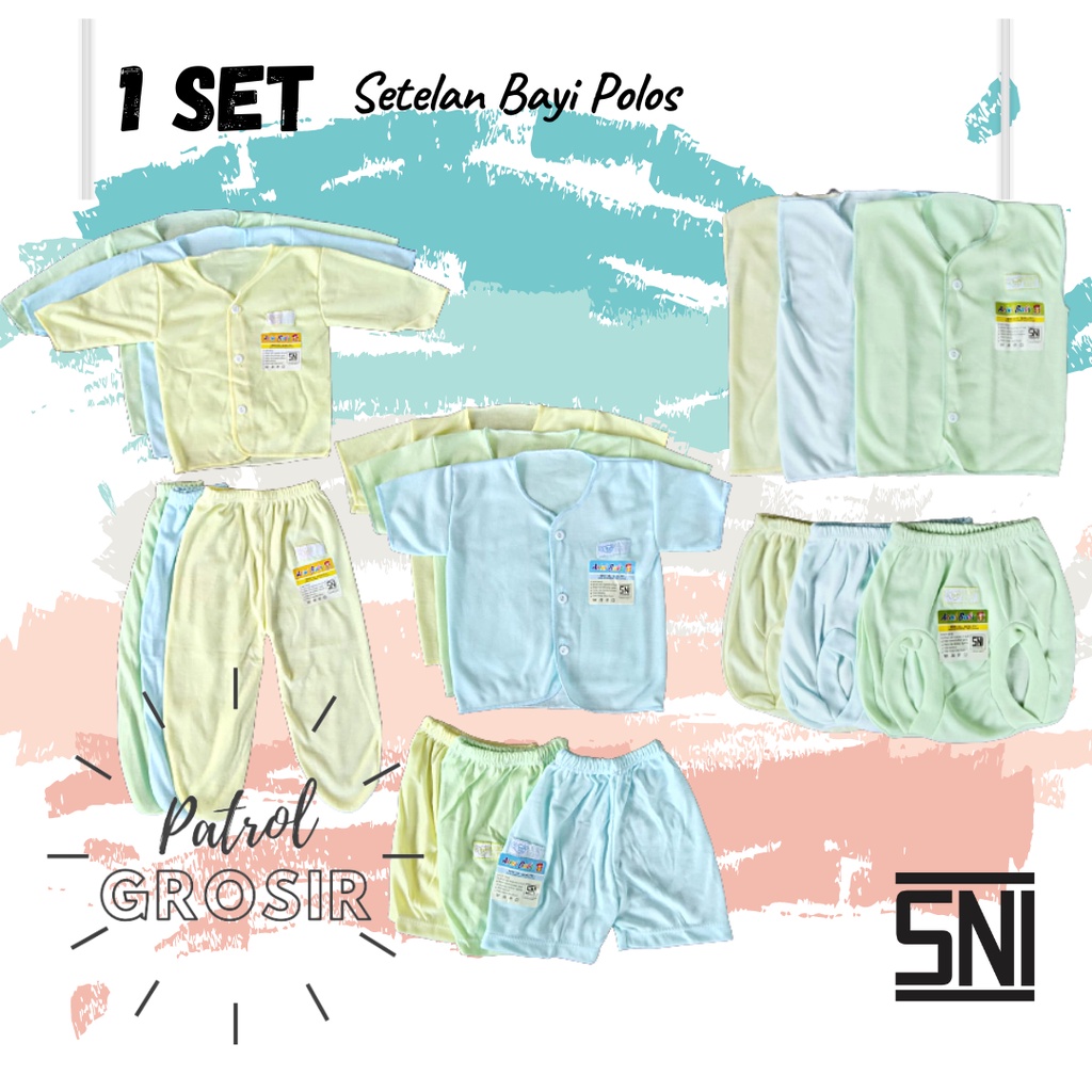 1 Set Setelan Bayi Polos | SNI | New Born