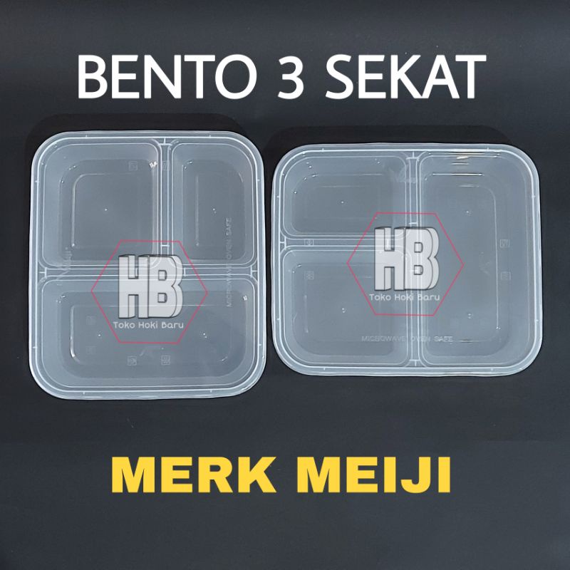 Thinwall 3 Sekat Bening / Kotak Makan Tebal / Box Bento Sekat 3 / Food Container