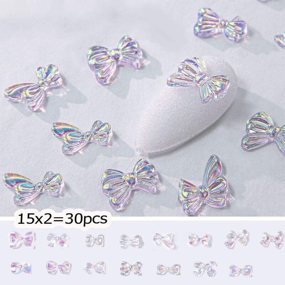 30pcs Patch Pita 3D Transparan Warna-Warni Untuk Dekorasi Nail Art