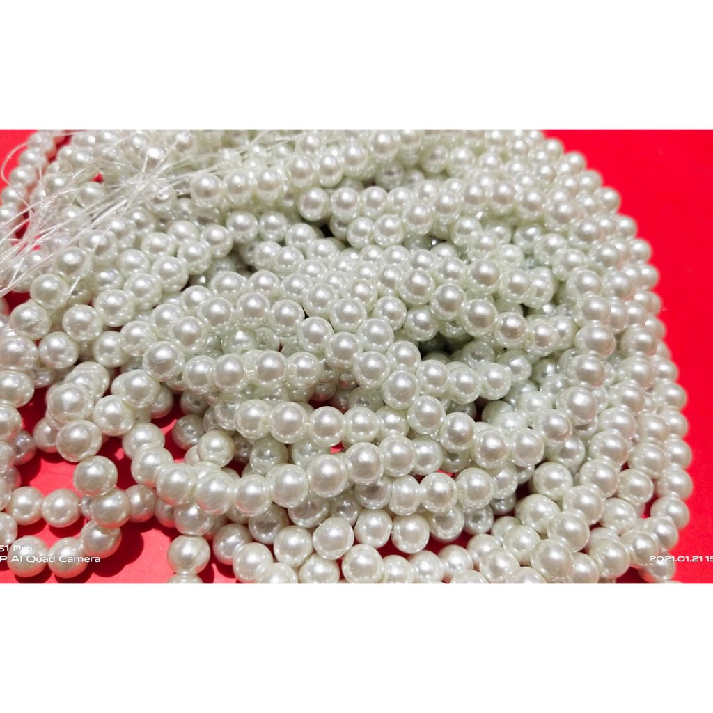 Mutiara Sintetis  berat 4mm - Mutiara isi -+200 per string - Mutiara Mote4MM-6mm-8MM-12MM - Mote - Payet