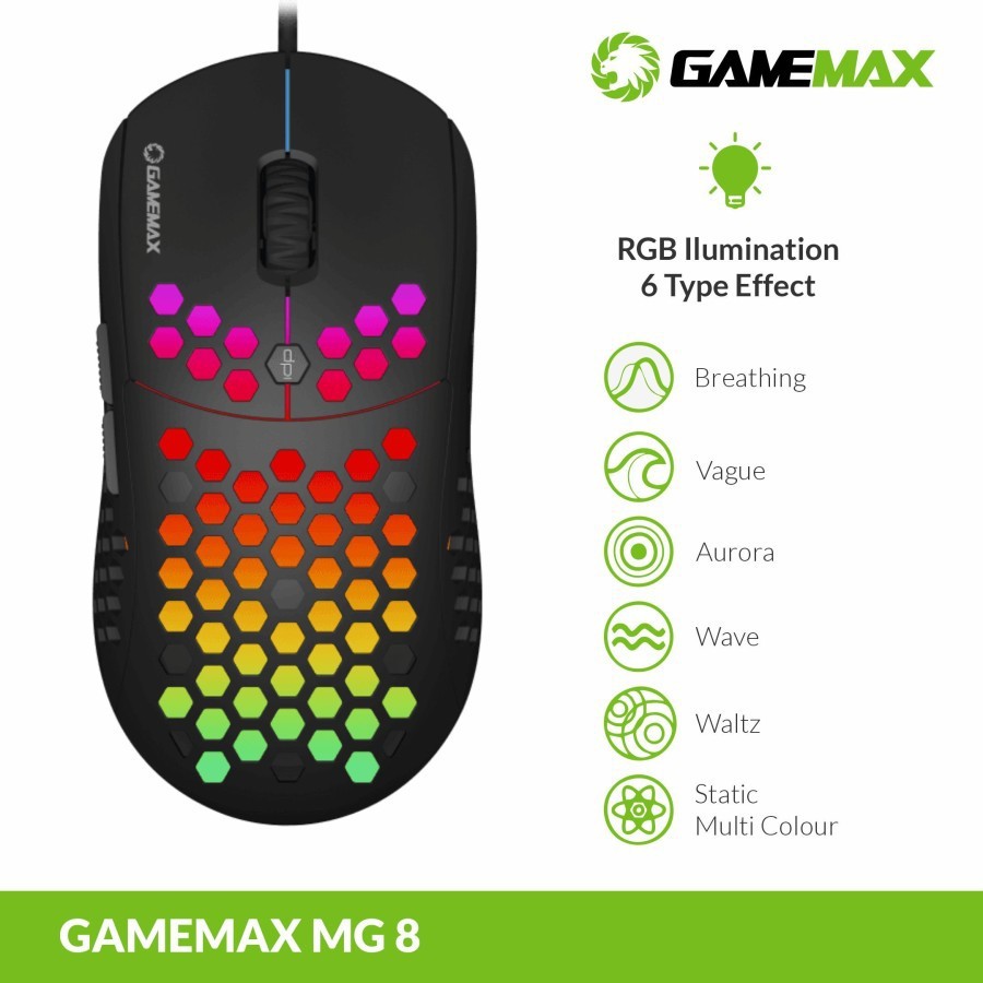 GameMax MG8 Gaming Mouse with Lightweight Honeycomb