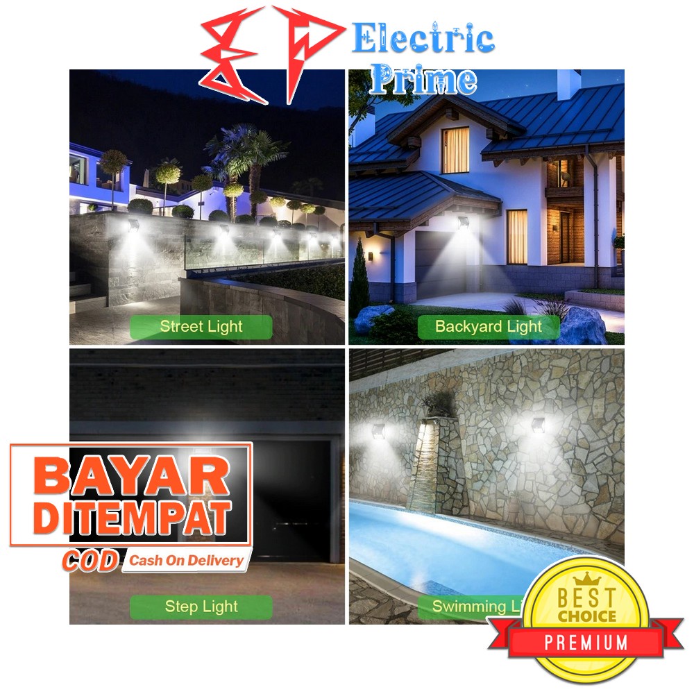 Lampu Taman Tenaga Surya 144 Titik LED Solar Motion Sensor TRIPLEDI Light IP65 Waterproof PIR Outdoor