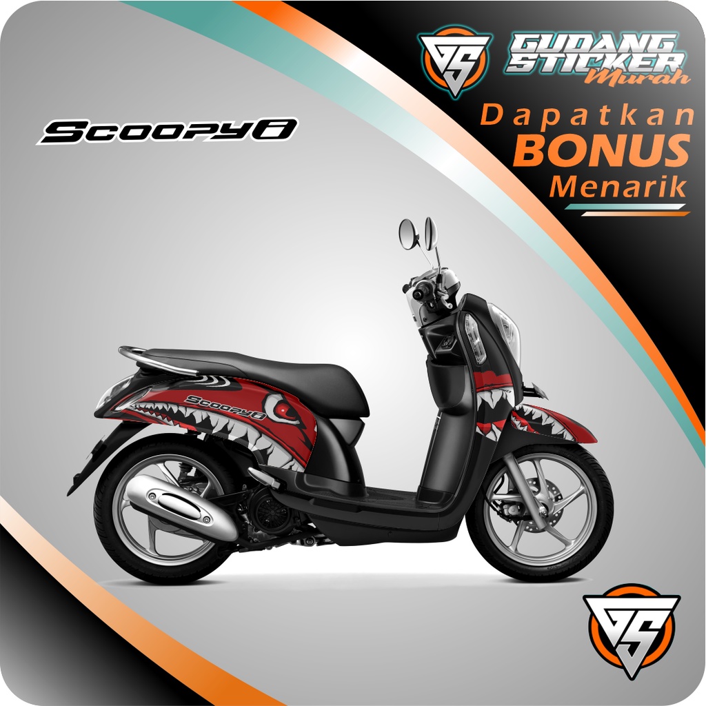 STRIPPING SCOOPY CARBU 2013-2016 SHARK AKSESORIS SEPEDA MOTOR