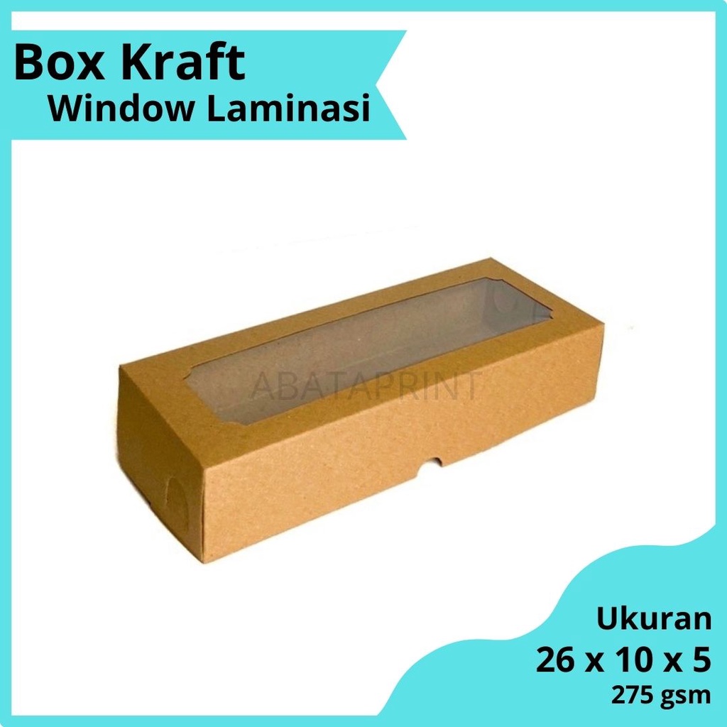 

BOX KRAFT COKLAT WINDOW - KOTAK KUE BROWNIES DUS DONAT CAKE 26 x 10 x 5 CM