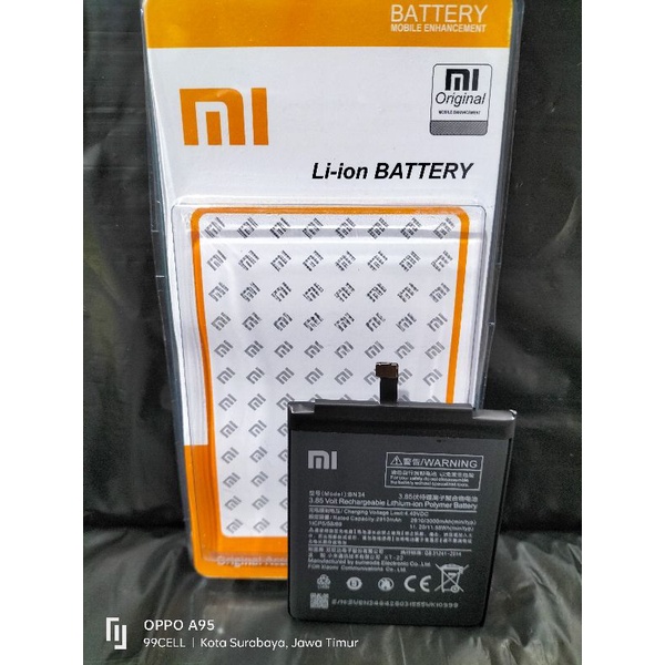 Baterai | Battery | Batre Redmi 5A | Baterai BN 34 Original